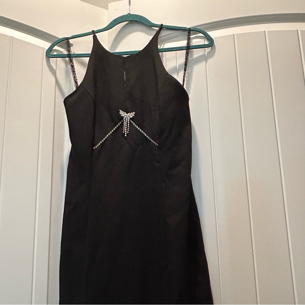 Vintage Night Studio Maxi Dress & Bolero Jacket Black Rhinestone Accents Size 8